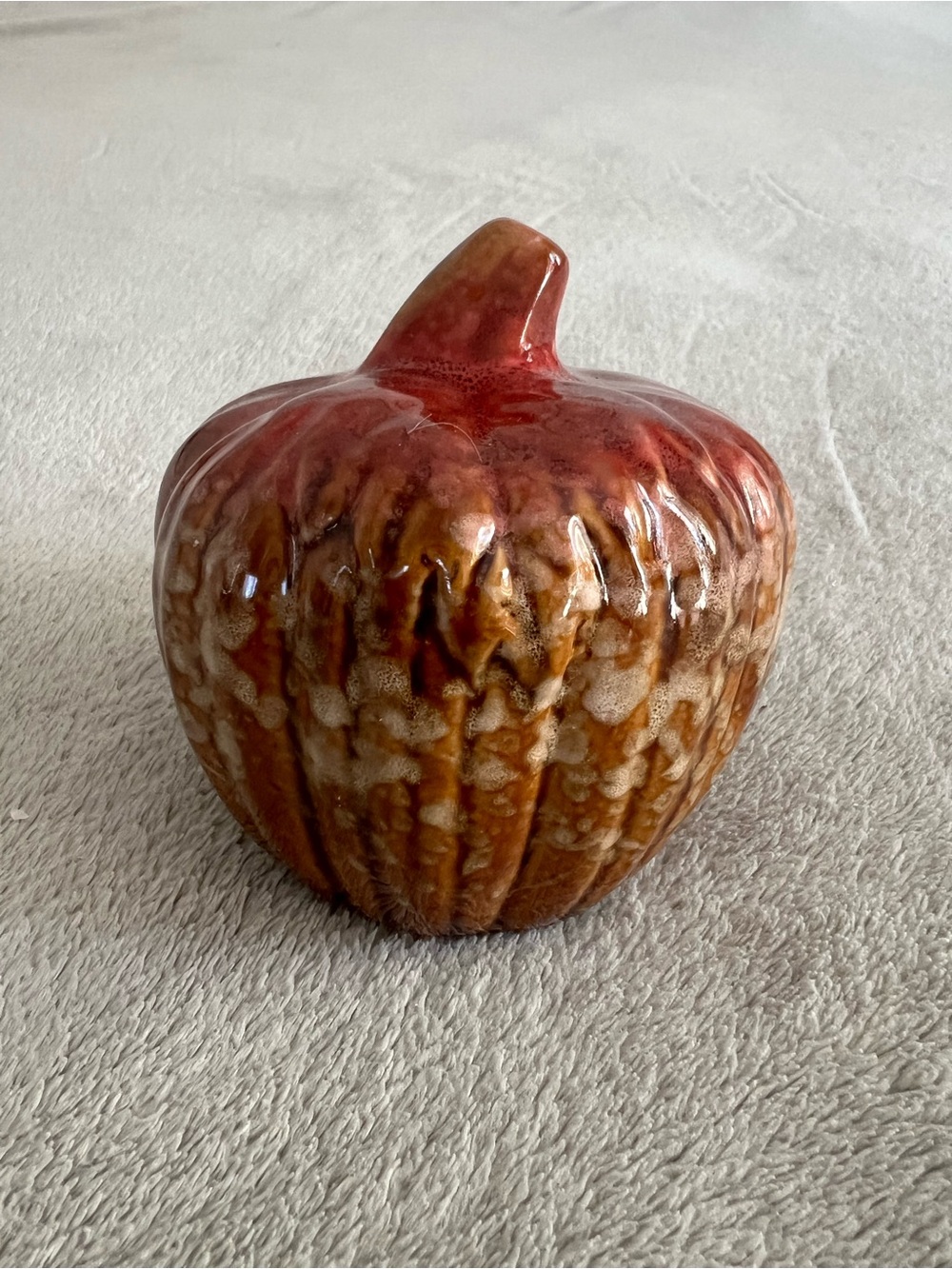 Ceramic Pumpkin Décor in Red and Brown - Unbranded